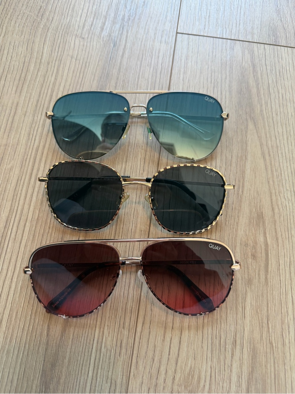 Quay Australia Women's Aviator Sunglasses - Teal / Black / Brown - 3 pairs